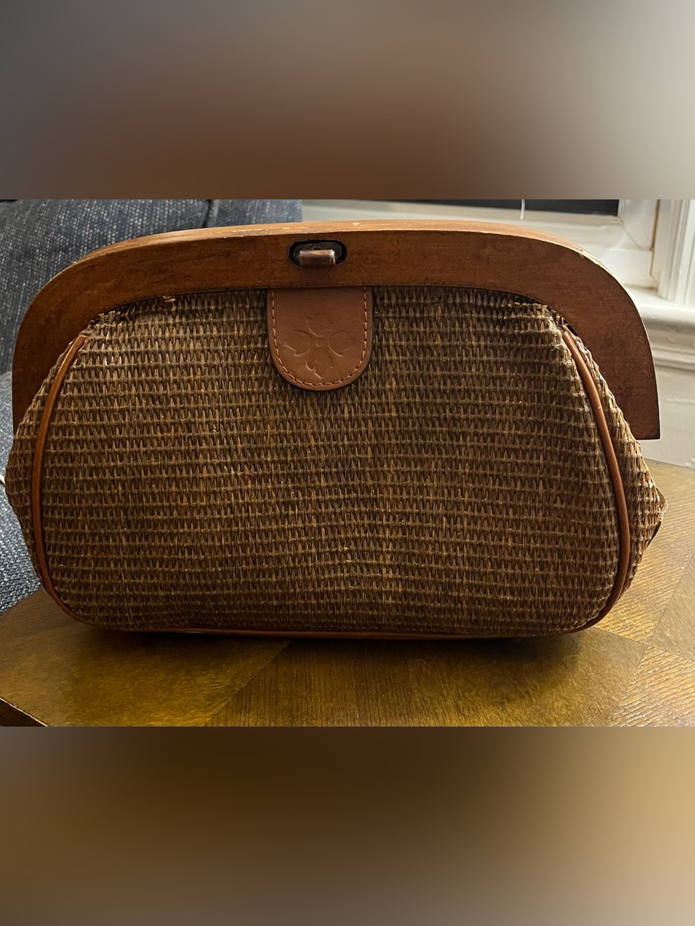 Patricia Nash Gracchi Woven Raffia Frame Satchel in Tobacco - Crossbody - Picture 9 of 9